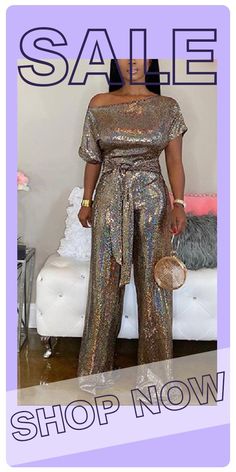 Fashion Sequined Laser Off The Shoulder Gold Jumpsuit-JJ1911271 Chic Short Sleeve Party Jumpsuits And Rompers, Chic Short Sleeve Jumpsuits And Rompers For Party, Gold Jumpsuit And Romper For Summer Party, Gold Jumpsuits And Rompers For Summer Party, Gold Jumpsuits And Rompers For Summer Night Out, Short Sleeve Jumpsuits And Rompers For Spring Party, Gold Evening Jumpsuits And Rompers For Summer, Gold Jumpsuits And Rompers For Evening, Summer, Chic Gold Jumpsuits And Rompers For Party Season