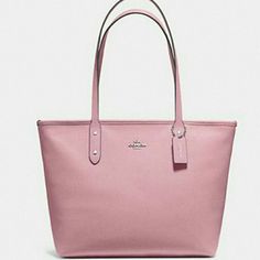 100% Authentic Coach City Zip Tote Color: Dusty Rose/Silver Details: Crossgrain Leather And Coated Canvas Inside Zip, Cell Phone And Multifunction Pockets Zip-Top Closure, Fabric Lining Handles With 10" Drop Bag Measures Approx: 11 3/4" (L) X 10 1/2" (H) X 5 1/2" (W) Brand New With Tags Matching Large Wristlet Also Avaliable Coach Pink Bags With Silver-tone Hardware, Elegant Pink Shoulder Bag With Silver-tone Hardware, Bags Coach, Zip Tote, Coach Leather, Silver Roses, Zip Top, Dusty Rose, Coach Bags