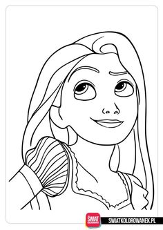 a girl with long hair and big eyes is shown in this disney princess coloring page