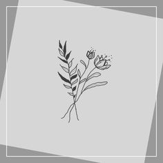 a black and white drawing of flowers on a gray background