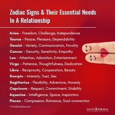 zodiac signs and their essential needs in a relationship