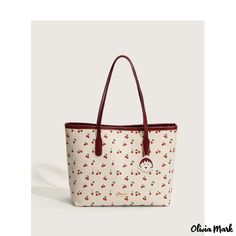 Olivia Mark - Gran capacidad lindo cereza bolso tote nueva moda bolso bandolera bolso femenino estudiantes universitarios de clase Cute Large Capacity Tote Canvas Bag, Preppy Bags For Daily Use, Cute Large Capacity Tote Shoulder Bag, Cute Large Capacity Red Bag, Cute Red Bag With Large Capacity, Cute Red Bags With Large Capacity, Cute Tote Satchel For Shopping, Cute Double Handle Satchel For Shopping, Cute Double Handle Shoulder Bag For Shopping