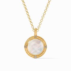 Julie Vos ASTOR PENDANT NECKLACE Mother of Pearl Julie Vos Jewelry, Long Gold Necklace, Julie Vos, Coin Design, Gold Long Necklace, Gold Pearl Necklace, Rolo Chain, Pearl Chain, Gold Pearl