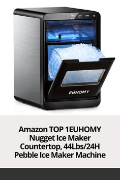 EUHOMY Nugget Ice Maker Countertop, 44Lbs/24H Pebble Ice Maker Machine, Self-Cleaning Pellet Ice Machine with Ice Scoop&Basket, Sonic Countertop Ice Machine for Home/Kitchen/Office(Black) Pebble Ice Maker, Pebble Ice, Nugget Ice, Nugget Ice Maker, Ice Maker Machine, Ice Scoop, Office Black, Ice Machine, Ice Maker