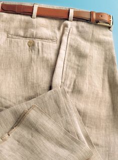 Cream and Nut Glen Plaid Trousers in Pure Linen Classic Flax Linen Bottoms, Classic Linen Flax-colored Bottoms, Classic Linen Bottoms In Flax Color, Elegant Flax Tapered Leg Pants, Classic Flax Trousers, Classic Brown Linen Pants, Classic Brown Linen Bottoms, Classic Tapered Leg Bottoms In Flax Color, Classic Tapered Leg Flax Bottoms