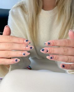 Simple Nail Designs Stars, Simple But Fun Nails, Nail Poses, Nails Business, Future Nails, Navy Nails, Navy Blue Nails, Blue Nail Designs, Nails Only