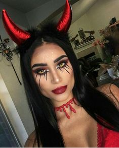 Hairstyles For Halloween, Devil Halloween Makeup, Devil Costume Halloween, God Forgive Me, Halloween Makeup Clown, Halloween Makeup Look