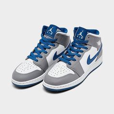 Women's Shoes| Finish Line Classic Jordan Shoes With Round Toe, Nike Jordan Shoes In Gray With Round Toe, Gray Leather Basketball Shoes With Round Toe, White Taxi, Air Jordan Retro 1, Jordan Retro 1, Jumpman Logo, Retro 1, Cement Gray