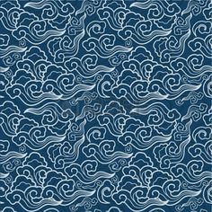 an abstract blue and white pattern with waves