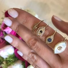 Diamond evil eye ring | Zoe lev Jewelry Bright Summer Acrylic Nails, Evil Eye Ring Gold, Rings Diy, Timeless Ring, Diamond Evil Eye, Gold Color Ring, Baguette Diamond Rings, Evil Eye Ring, Eye Ring