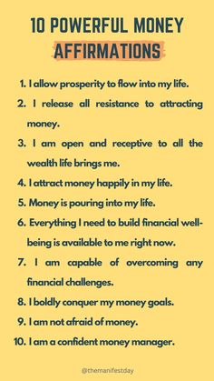 the ten powerful money affirmations