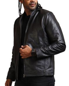 Men's Biker Black Leather Jacket Introducing a must-have piece from the AlexGear designer collection: the men's classic black jacket. A timeless piece of outerwear that fulfills all your fashion needs, this jacket is bound to become one of your most cherished possessions in your wardrobe. Featuring a simple design, it exudes sophisticated allure while offering ease of styling with any attire. Featuring top-notch craftsmanship, this black biker jacket is constructed utilizing premium-quality genu Planning Outfits, Collarless Leather Jacket, Red Jacket Leather, Celebrity Inspired Outfits, Black Biker Jacket, Blue Leather Jacket, Leather Jacket With Hood, Fur Clothing, Taylor Swift Outfits