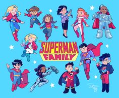 an image of cartoon characters with the words superman family