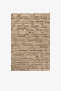 an area rug made out of wood planks in various sizes and colors, on a white background