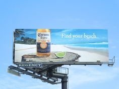 an advertisement for corona extra beer on the beach