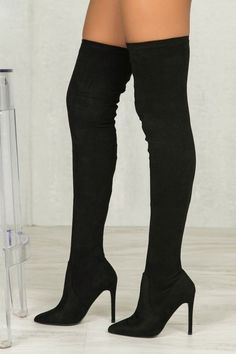 Black Thigh High Boots Outfit, Thigh High Boots Outfit, Black Thigh High Boots, High Boots Outfit, How To Stretch Boots, Black High Heels, Boots Outfit, Boots Shoes, Thigh High Boots