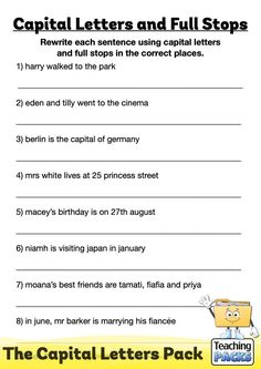 the capital letters and numbers worksheet for kids to learn how to read them