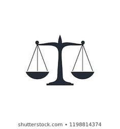 the scale of justice is shown in this black and white logo, which includes an image of