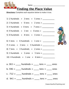 the worksheet for finding place value with numbers and words to help students learn how to