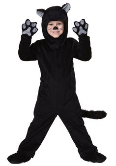 a person in a cat costume standing with their hands up to the side and one hand out