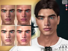 an animated image of a man's face with six different facial shapes and colors