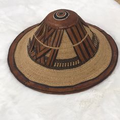 Excellent Condition For How Old It Is. Approximately 1950’s Handwoven Straw And Leather The Strap Is Not Attached On One Side I Used It To Hang On The Wall For Decor So That Part Didn’t Matter To Me. 16.5” Circumference 8” Tall Very Unique Piece African Hats, How Old, Accessories Vintage, West Africa, Vintage Accessories, Hat Fashion, The Wall, Unique Pieces, Straw