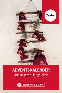 Süßer Adventskalender aus unserer Deko-Hängeleiter! 

Unsere Deko-Hängeleiter eignet sich ideal als Adventskalender. Auf die verschiedenen Äste könnt ihr kleine Säckchen hängen und diese mit Kleinigkeiten befüllen. Ihr könnt die Leiter außerdem passend zur Jahreszeit immer wieder umdekorieren. #rayher #rayherhobby #justcreate #adventskalender #adventszeit