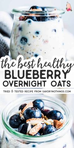 blueberry overnight oats in a glass jar