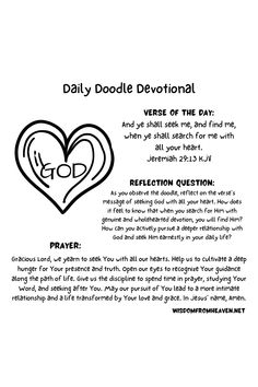 daily doodle devotional Jeremiah 29 13, Devotions For Kids, Seek Me, Reflection Questions, Seeking God, Verse Of The Day, Study Notes, Daily Devotional