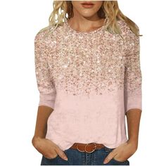 Summer Tops for Women 2024 Crewneck 3/4 Sleeve Tees Glitter Sparkly Shirts for Women Dressy Casual T Shirts Welcome to our store, I wish you a happy shopping Our products are produced in our own factory with various styles We offer various discounts, and we offer a 30-day quality guarantee please rest assured to place an order If you have any questions, please feel free to contact me, it is our honor to serve you SOMEONE ASKED Q: Is the quality of the clothes as described? A: Yes, if the product you receive is not as described, we are ready to give you a full refund. Q: How to choose the size? A: Dear Queen, please check our size chart, we suggest buy one two sizes larger. Thank you Womens clothes are made of soft stretch quick-drying high quality fabric. Pro-skin, elastic , durable, make Plus Size Summer Tops, Summer Tie Dye, Basic Sweatshirt, Dressy Fashion, Womens Clothes, Round Neck Sweatshirts, Shirts For Women, Dressy Casual, Plus Size Shirts