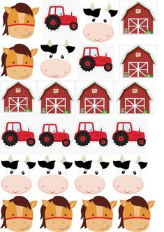 farm animals and tractors are shown in this printable worksheet