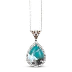 This gorgeous necklace from Le Vian® showcases a jaw-dropping pear-shaped Aquaprase Candy surrounded by a luscious frame of round-cut Vanilla Topaz™ gemstones. Rich round-cut Chocolate Quartz® embellish the bail to finish the look. The 14K Vanilla Gold® pendant is suspended from a 20-inch cable chain and secures with a lobster clasp. Formal Teardrop Cabochon Necklace, Fine Jewelry Teardrop Gemstones With Accents, Fine Jewelry Teardrop Pendant Drop Necklace With Gemstone, Pear-shaped Gemstone Drop Necklace In Fine Jewelry Style, Pear Shaped Gemstone Drop Necklace In Fine Jewelry Style, Teardrop Cabochon Necklace For Anniversary, Pear-shaped Gemstone Drop Necklace, Anniversary Teardrop Cabochon Necklace, Anniversary Cabochon Teardrop Necklace