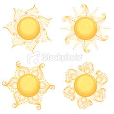 the sun in four different shapes on a white background stock photo, images and royalty illustrations