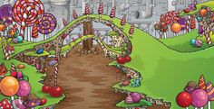 an image of a cartoon scene with candy land