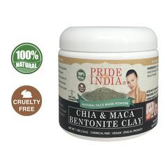 Our Bentonite Clay mixed with pure Chia and Maca-powder naturally contains in plant Proteins, Fiber, Omega-3, Omega-6, and minerals such as Calcium, Iron, Sodium and more. Infused with Ancient Superfoods, our Healing Facial Clay is a single-solution for all round skin improvement. Chia seed is great for anti-wrinkle and skin uplift while Maca root supports firm radiant skin. Our unique formula offers enhanced absorption and deep cleansing capabilities; its dense consistency removes harmful toxin Face Mask Powder, Indian Healing Clay Mask, Bentonite Clay Face Mask, Pride Of India, Detoxifying Face Mask, Natural Facial Mask, Bentonite Clay Mask, Maca Root Powder, Plant Proteins