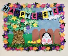 a paper cutout of a happy easter scene