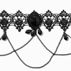 Give any costume a dark makeover with this edgy necklace! Black choker necklace features a classic lace design with beaded accents. Perfect for that goth bride/Halloweencore trend!Length: 10 in. / 25.4 cm. Closure: Lobster claspMaterial: Metal - Claire's Halloween Black Beaded Lace Choker Necklace Punk Body Jewelry For Halloween Party, Adjustable Punk Body Jewelry For Party, Gothic Choker For Halloween Costume, Gothic Halloween Costume Choker, Halloween Gothic Costume Choker, Gothic Adjustable Necklace For Halloween, Emo Metal Choker For Halloween, Adjustable Necklaces For Halloween Costume Party, Gothic Halloween Adjustable Necklace