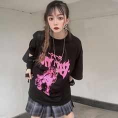 Attention: This price includes a T-shirt only, others are not included.   	 		 			Size 			S 			M 			L 		 		 			Bust 			68 			69 			71 		 		 			Full Length 			108 			112 			116 Pink Harajuku T-shirt With Graphic Design, Harajuku Style Crew Neck Top With Graffiti Print, Harajuku Style Short Sleeve Graphic Tops, Harajuku Style Graphic Short Sleeve Tops, Harajuku Short Sleeve Graphic Tops, Harajuku Graphic Design Short Sleeve Tops, Harajuku Crew Neck Top With Screen Print, Harajuku Style Screen Print Tops For Spring, Harajuku Style Short Sleeve Tops With Graffiti Print