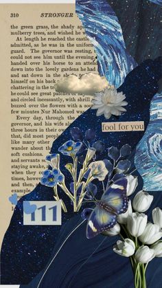 an altered collage with flowers and text