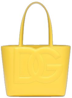 Everyday Calf Leather Bag With Logo, Tan Leather Bag With Logo, Luxury Logo Tote Shoulder Bag, Luxury Yellow Calf Leather Bags, Luxury Shoulder Bag With Logo And Double Handle, Luxury Shoulder Bag With Double Handle And Logo, Luxury Double Handle Shoulder Bag With Logo, Luxury Leather Bags With Logo, Designer Shoulder Bag With Logo For Shopping