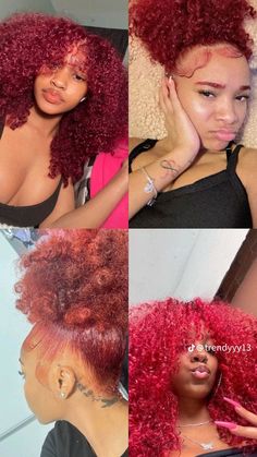 #haircolor Afro Hair Dye, Adore Hair Dye, Red Hair Dye, Short Dyed Hair, Curly Styles, Girl Hair Colors, Dyed Red Hair, Quick Natural Hair Styles