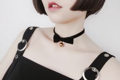 Velvet Bow Bell Ribbon Choker Ribbon Choker, Velvet Bow, Pastel Goth, Striped Knit, White Style, Knit Top