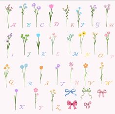 the letters and numbers are decorated with flowers