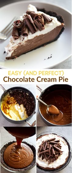 an easy and perfect chocolate cream pie