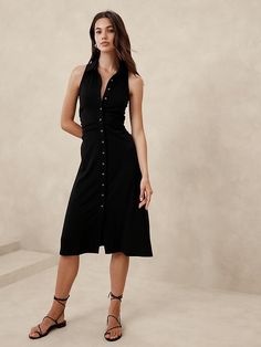 Button Midi Dress, 2024 Style, Summer Mood, Banana Republic Factory, Knit Midi, Knit Midi Dress, Capsule Wardrobe, New Product, Banana Republic