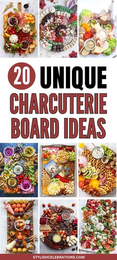 20 Unique Charcuterie Board Ideas Christmas Food Platters, Festive Christmas Food, Food Board Ideas, Unique Charcuterie Board Ideas, Unique Charcuterie Board, Appetizer Boards, Taco Platter, Unique Charcuterie