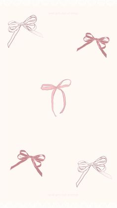 pink bows and ribbons are on a white background with the word love written in it