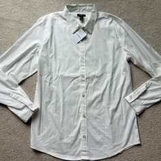 Brand New With Tags Size Large Forever 21 Mens Button-Up Dress Shirt Woven Top White Long Sleeve Collared Large Fall Button-up Dress Shirt With Button Closure, Button-up Dress Shirt For Fall, Spring Slim Fit Button-up Dress Shirt, Spring Collared Dress Shirt With Button Closure, Forever 21 Cotton Shirt For Spring, Forever 21 Button-up Tops With Buttons, Forever 21 Collared Tops With Button Closure, Forever 21 Collared Top With Button Closure, Forever 21 Long Sleeve Buttoned Top