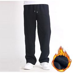 Category:WE-Pants; Season:Winter; Fabric:Polyester; Gender:Men's; Style:Basic,Sports,Fashion,Streetwear; Elasticity:Micro-elastic; Occasion:Daily,Casual; Fit Type:Regular Fit; Function:Warm; Waistline:Mid Waist; Pattern:Solid Color; Design:Straight Leg,Drawstring,Elastic Waist; Pants Type:Joggers,Sweatpants,Trousers,Winter Pants,Straight Leg Sweatpants,Fleece Pants; Fly Type:Elasticity,Drawstring; Front page:FF; Listing Date:10/24/2022; Production mode:External procurement; Hips:; Length:; Waist:; Fit US Size:null; Fit UK Size:null; Fit EU Size:null Style Sportif, Winter Pants, Sport Style, Sports Fashion, Fleece Pants, Mens Fleece, Fashion Black, Type Of Pants, Jogger Sweatpants