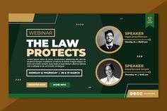 a green webpage with two men on it and the words, the law protects